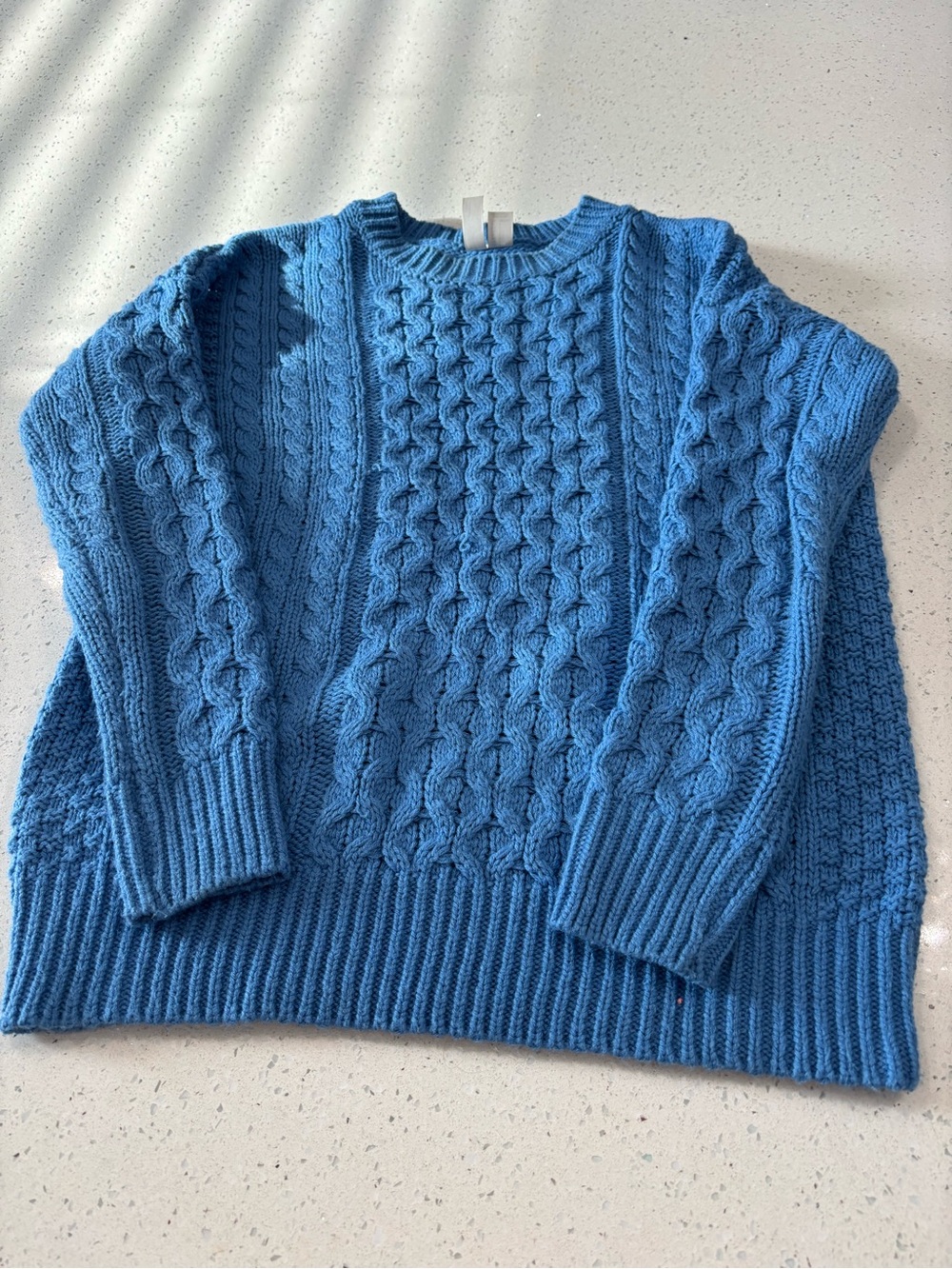 Forever 21 Sky Blue Cable Knit Crewneck Sweater